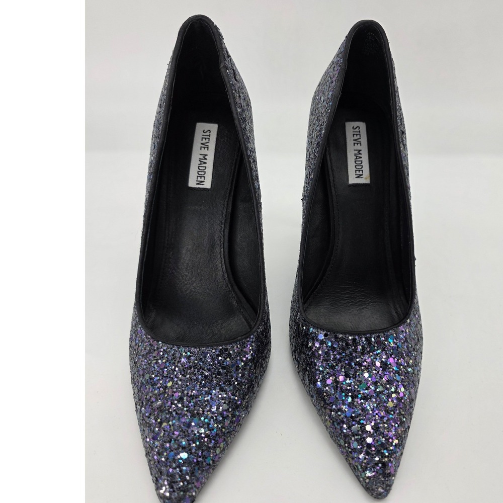 Steve Madden Pointed Toe Stiletto Heels Blue/Purple Glitter Atlantyl Pumps W 10M - Picture 2 of 7